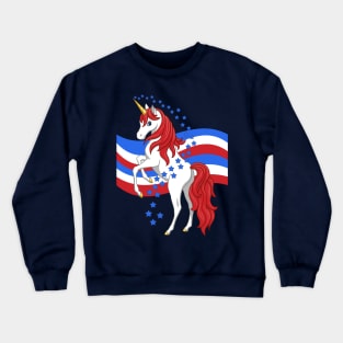 Red White Blue Patriotic American Unicorn Crewneck Sweatshirt